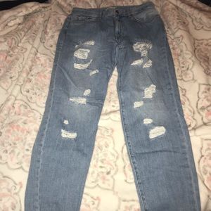 Light blue distressed jeans